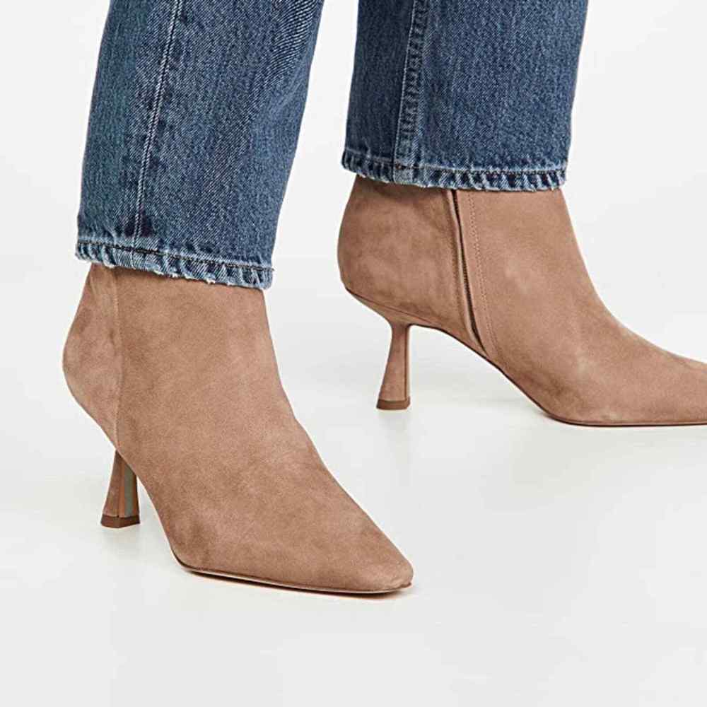 Sam Edelman Taupe Suede Kitten Heel Ankle Boots